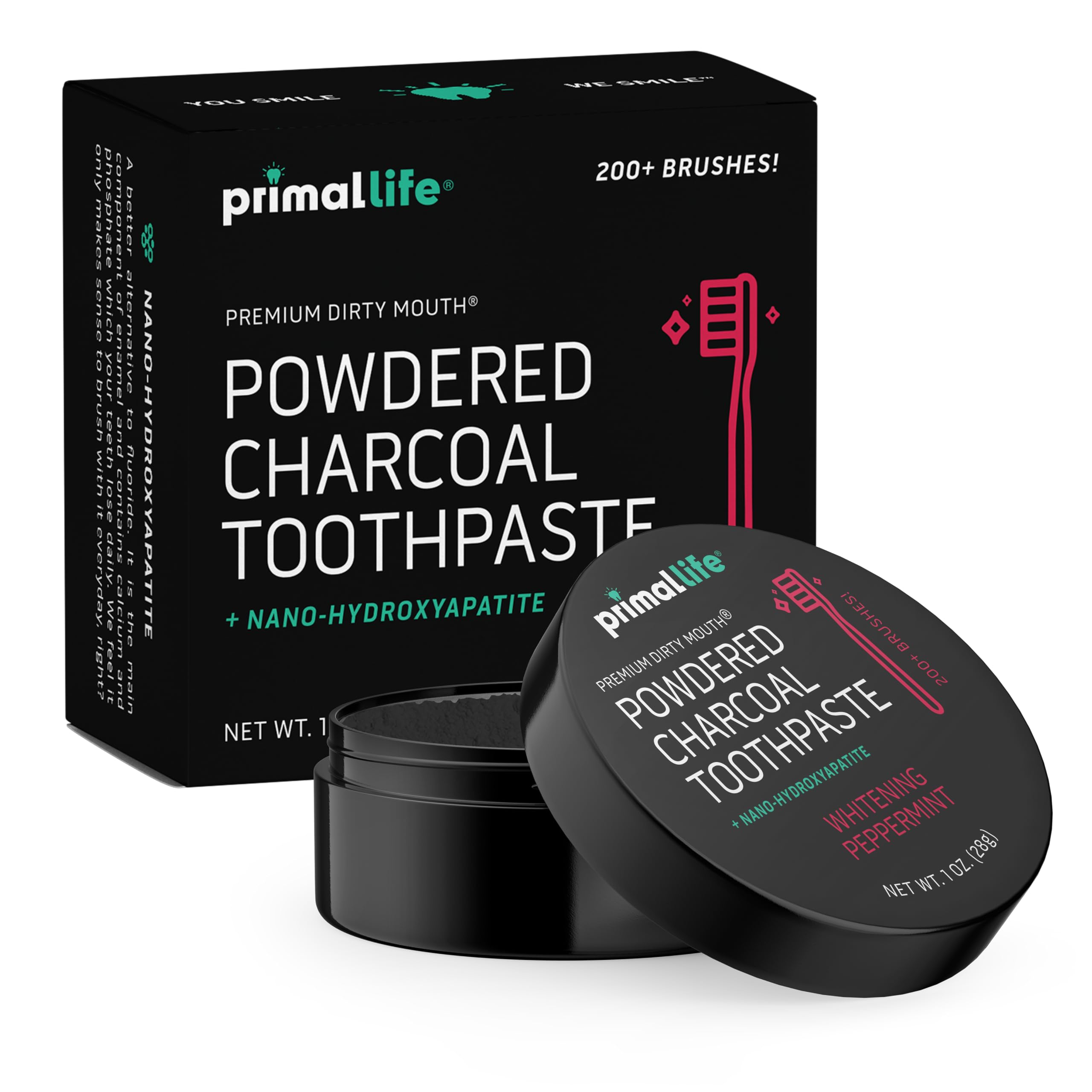 Dirty Mouth Toothpowder with black peppermint 1 oz packaging