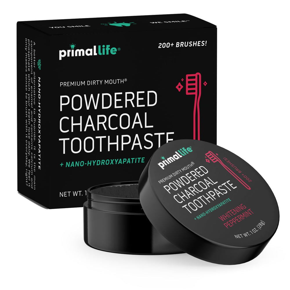 Dirty Mouth Toothpowder with black peppermint 1 oz packaging
