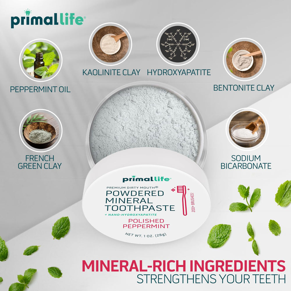 Ingredients list featuring bentonite, kaolin, and French green clays