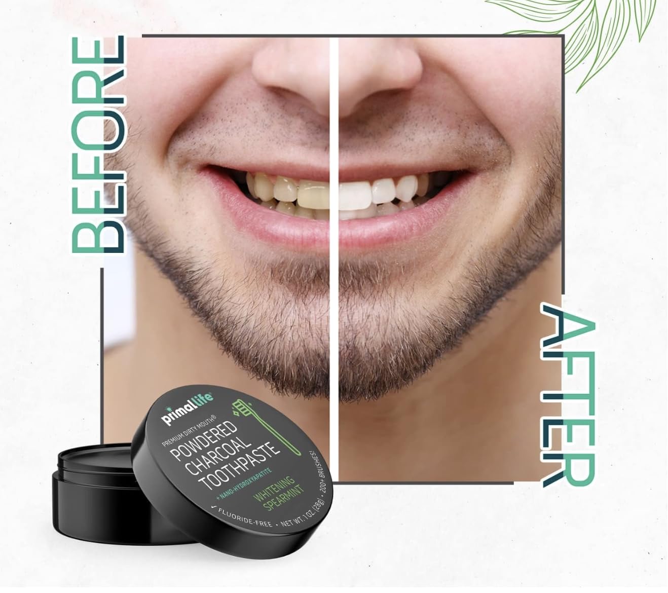 Whitening toothpowder removing coffee and wine stains