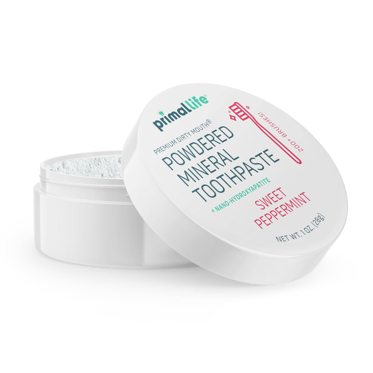 Front view of Primal Life Organics Dirty Mouth Toothpowder with Sweet Peppermint 1 oz