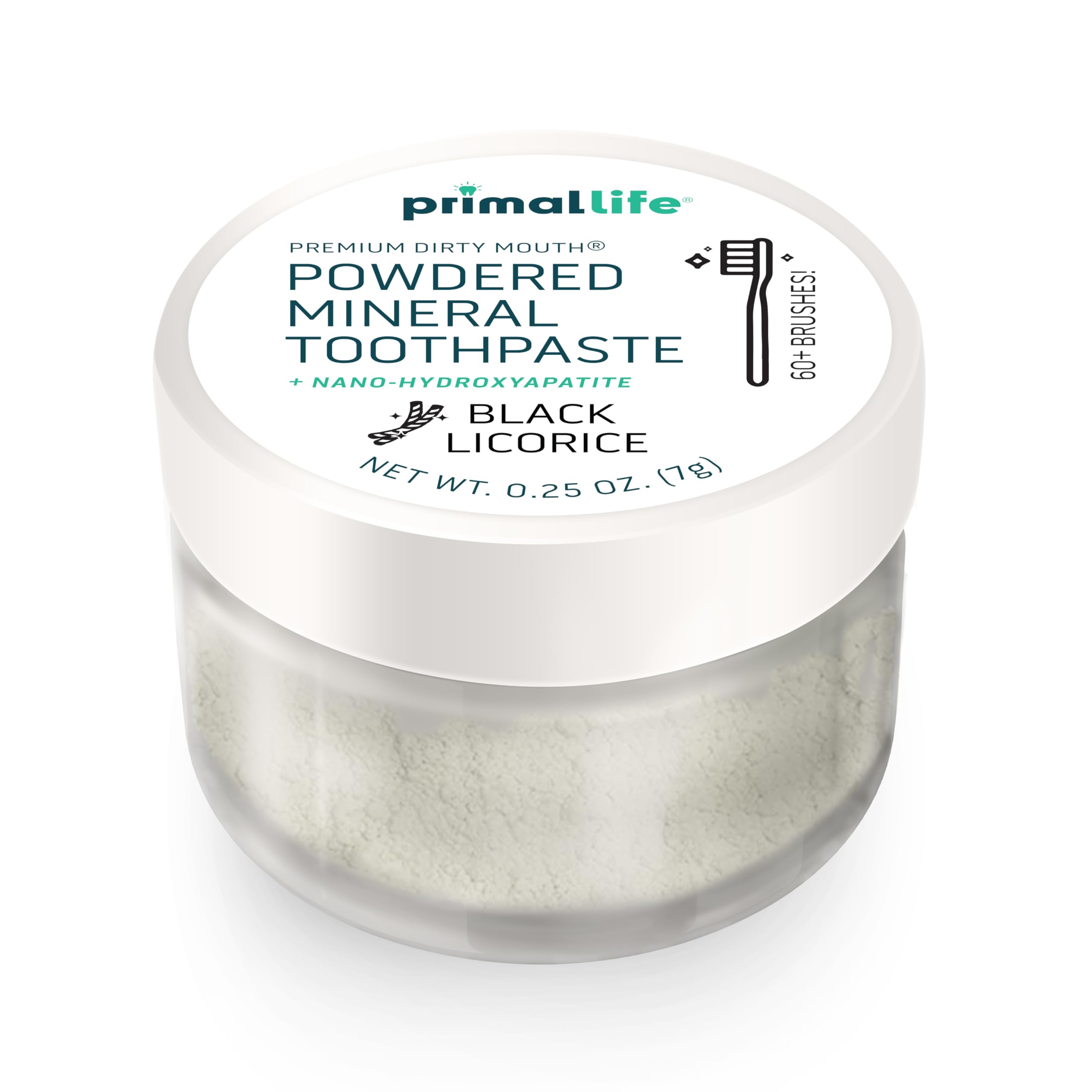 Toothbrush ready to dip into Dirty Mouth Toothpowder for brushing