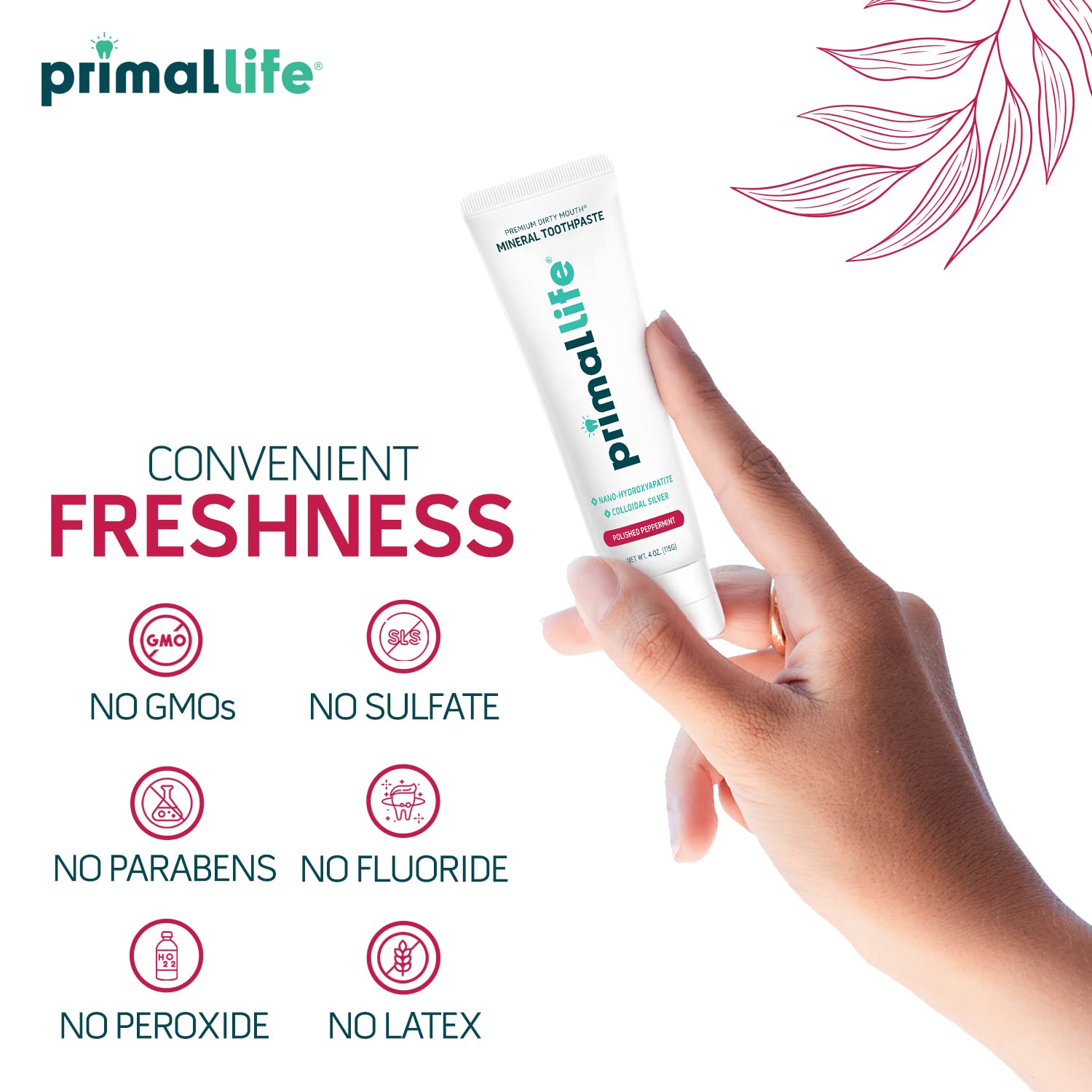 Peppermint flavored toothpaste on a toothbrush