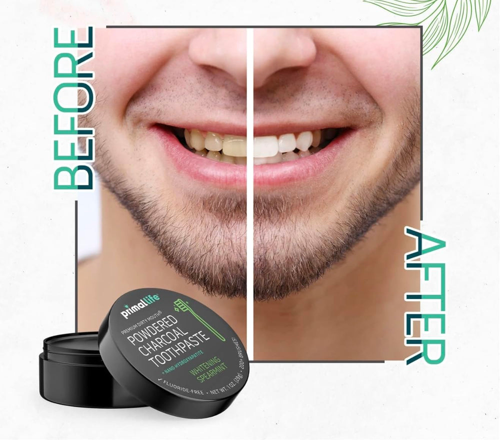 Spearmint-scented toothpowder close-up