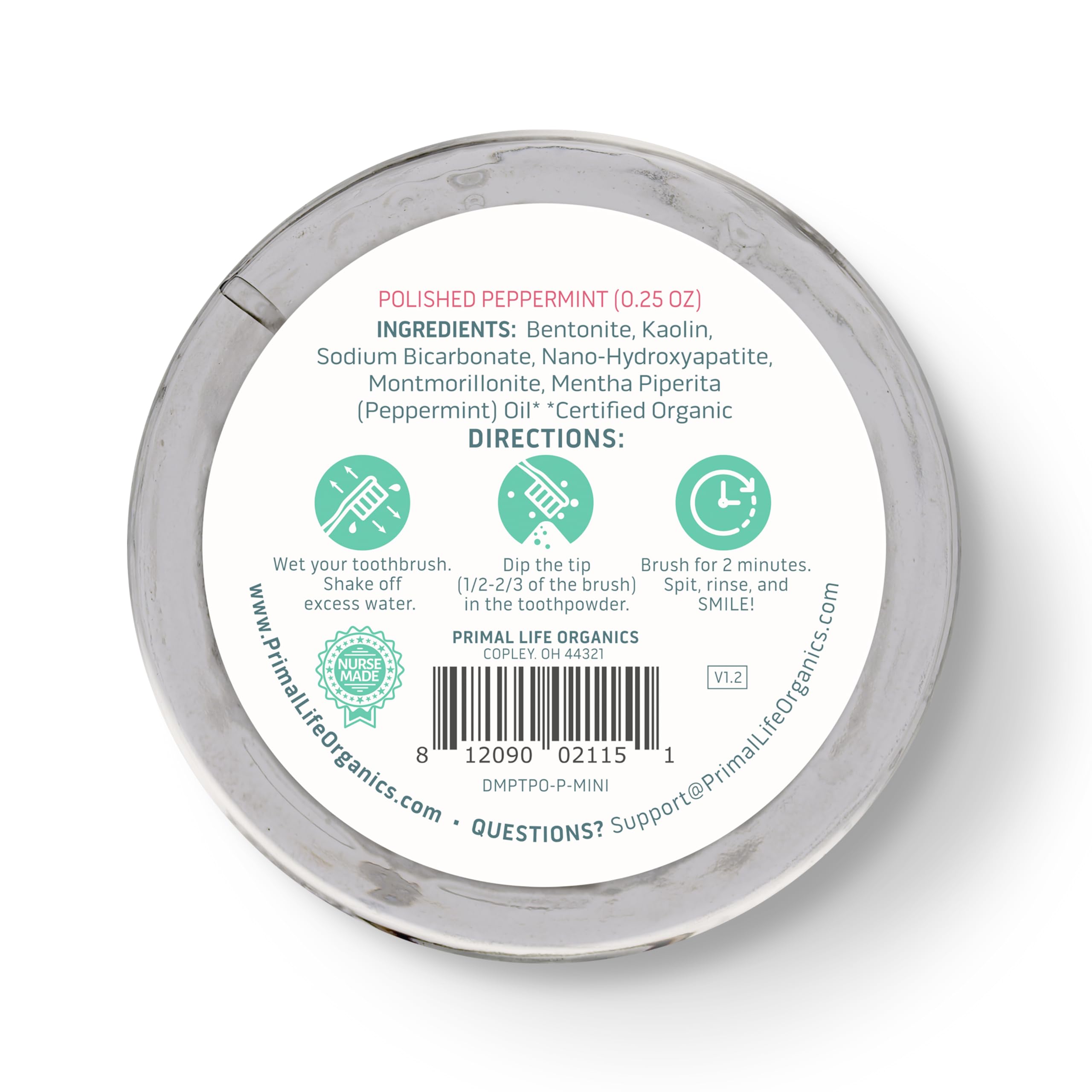 Close-up texture of the peppermint-flavored toothpowder