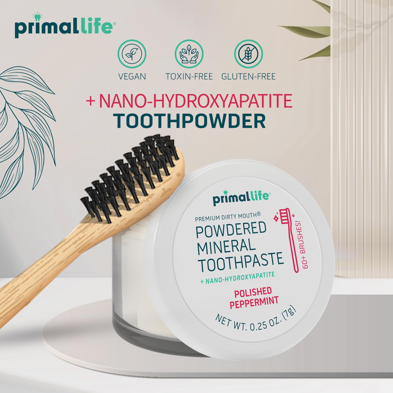 Person brushing with Dirty Mouth Toothpowder