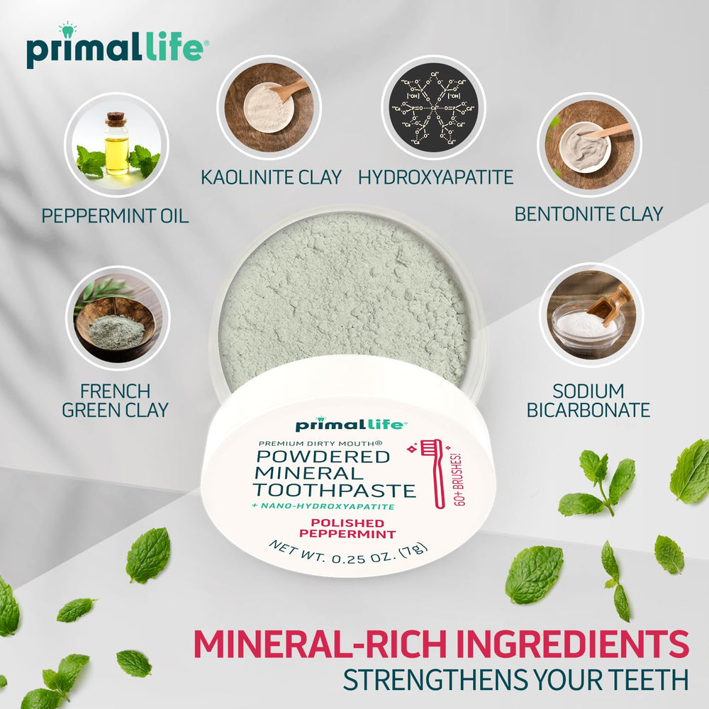 Ingredients showing bentonite and kaolin clay in the toothpowder