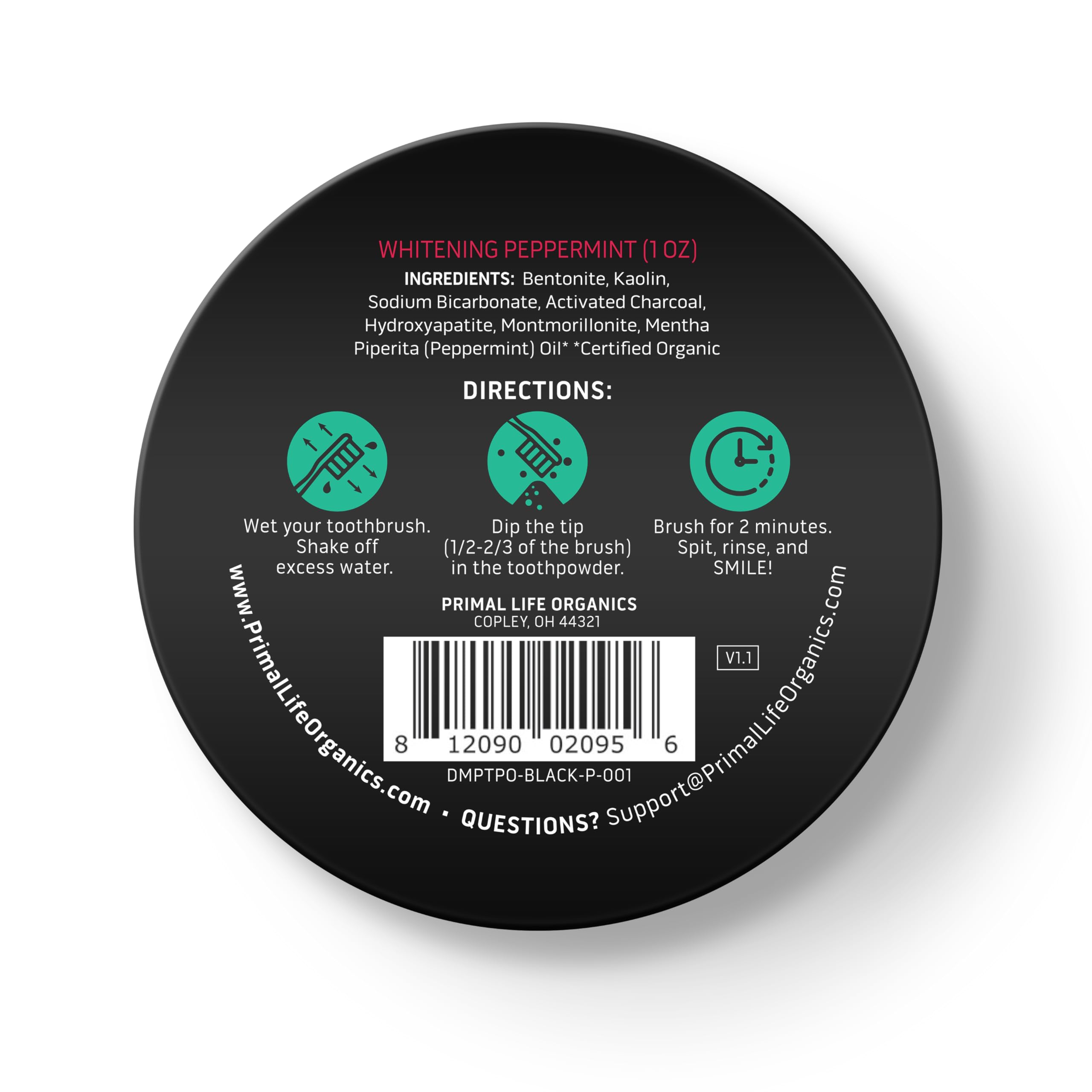 Overview of Dirty Mouth Toothpowder packaging