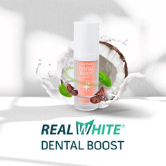 Vegan, gluten-free organic teeth whitening paste on white background