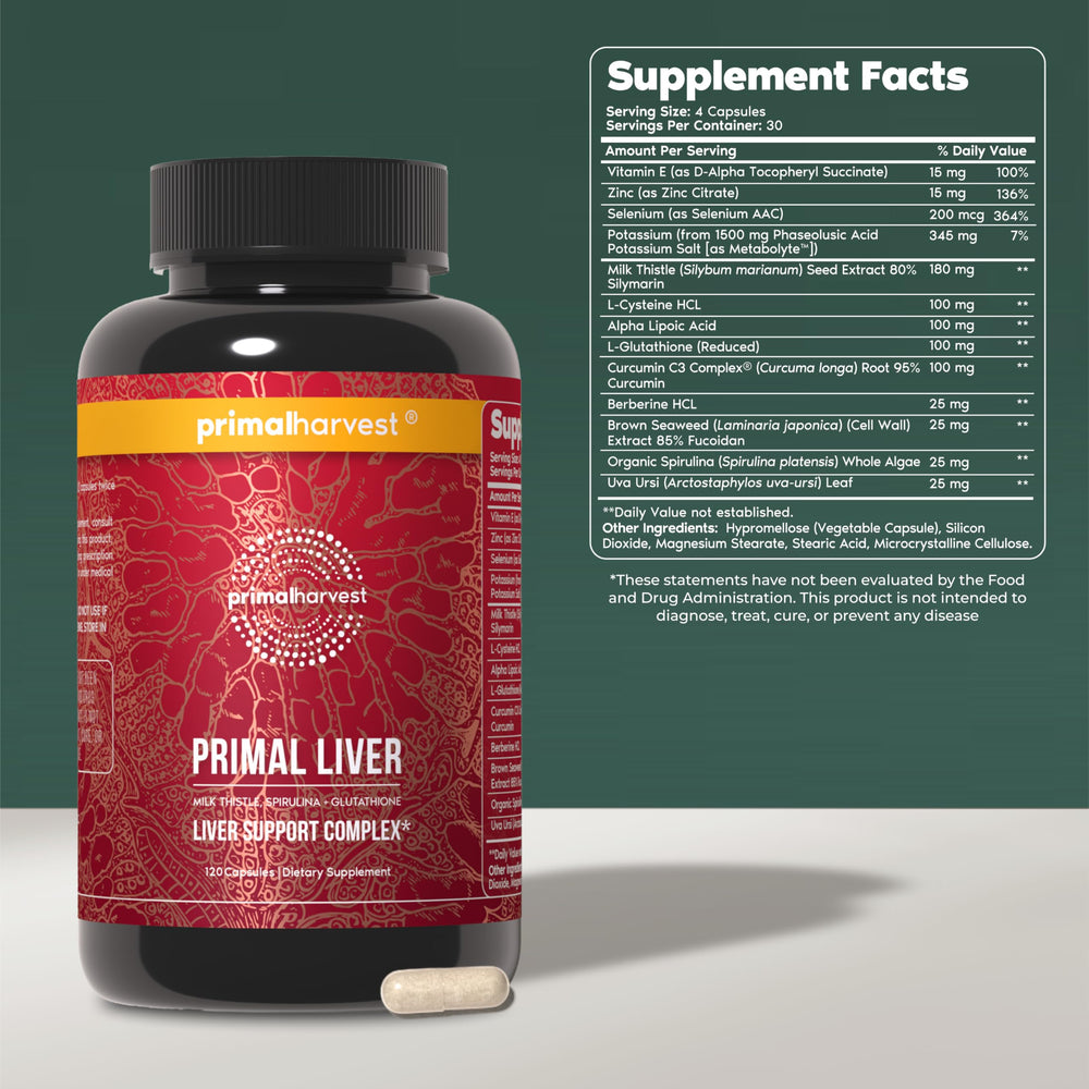 Back view of Primal Liver bottle showing label information