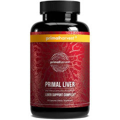 Front view of Primal Harvest Primal Liver supplement bottle