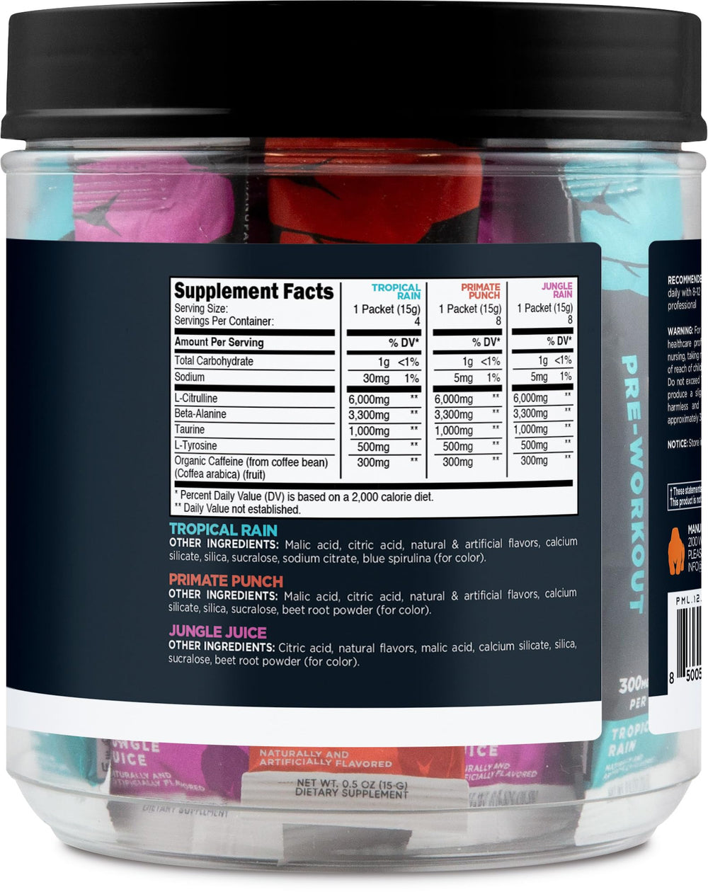 Primal PRE ingredients highlight L-Citrulline and Beta-Alanine for endurance