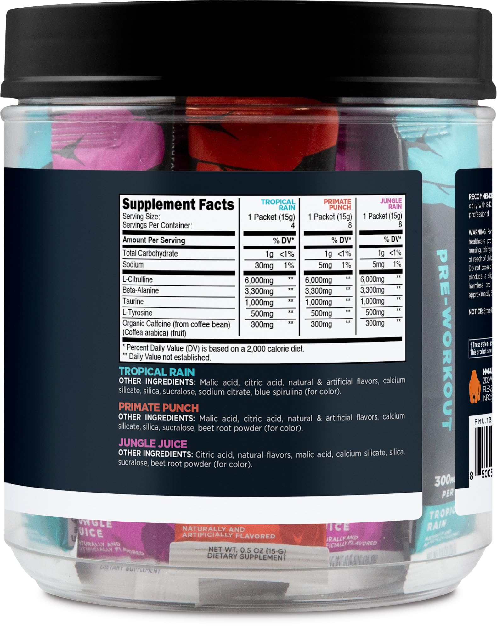 Primal PRE ingredients highlight L-Citrulline and Beta-Alanine for endurance