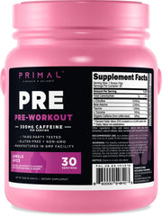 Front view of Primal Pre-Workout Grapefruit container