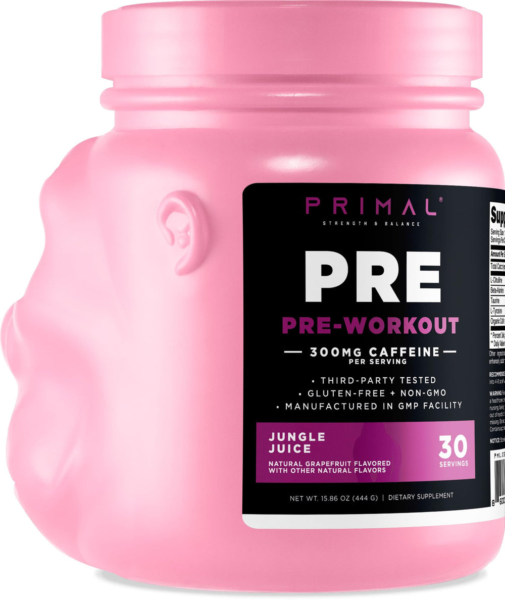 Measuring scoop with Primal Pre-Workout Grapefruit powder
