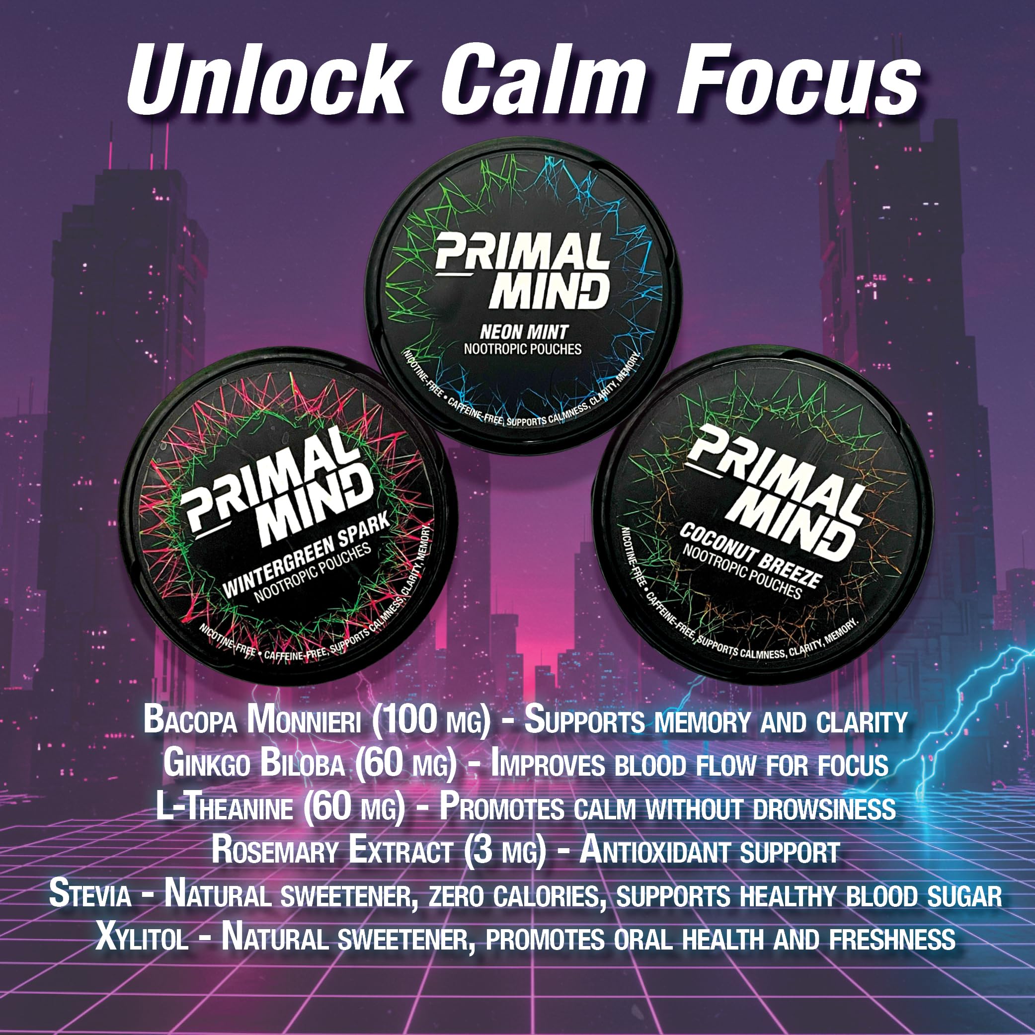 Primal Mind Wintergreen Spark can highlighting nicotine-free cognitive support.