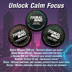 Primal Mind Wintergreen Spark can highlighting nicotine-free cognitive support.