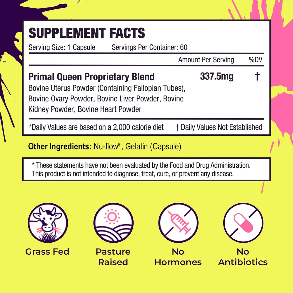 Primal Queen liver kidney heart capsules show core organ blend