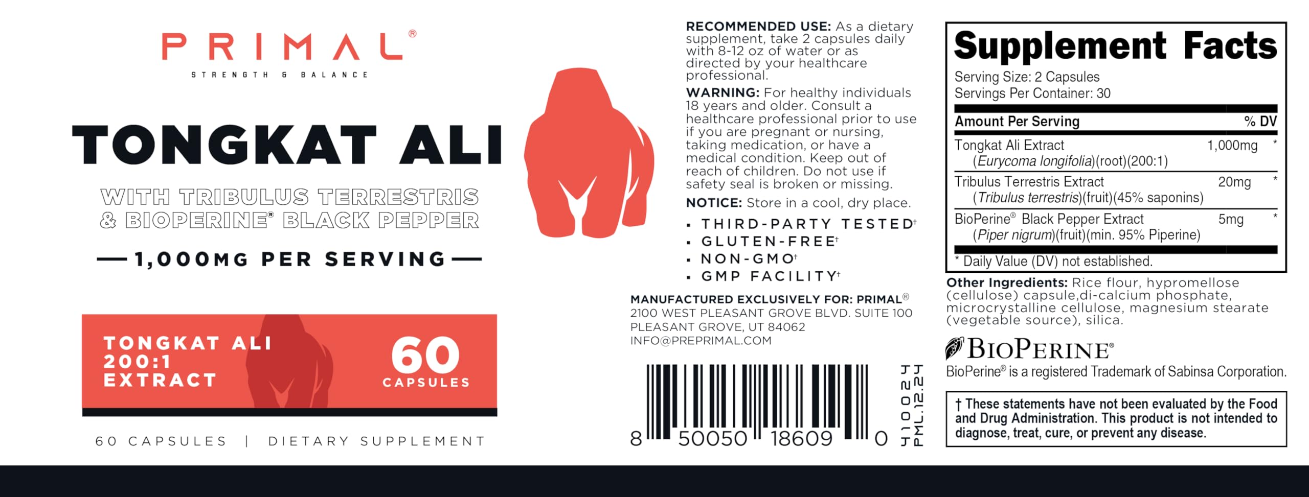 Morning routine setup featuring Primal Tongkat Ali capsules.