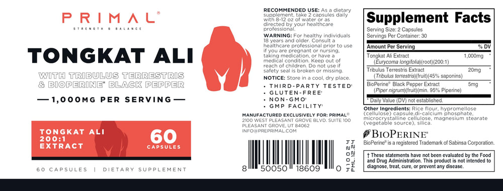 Morning routine setup featuring Primal Tongkat Ali capsules.