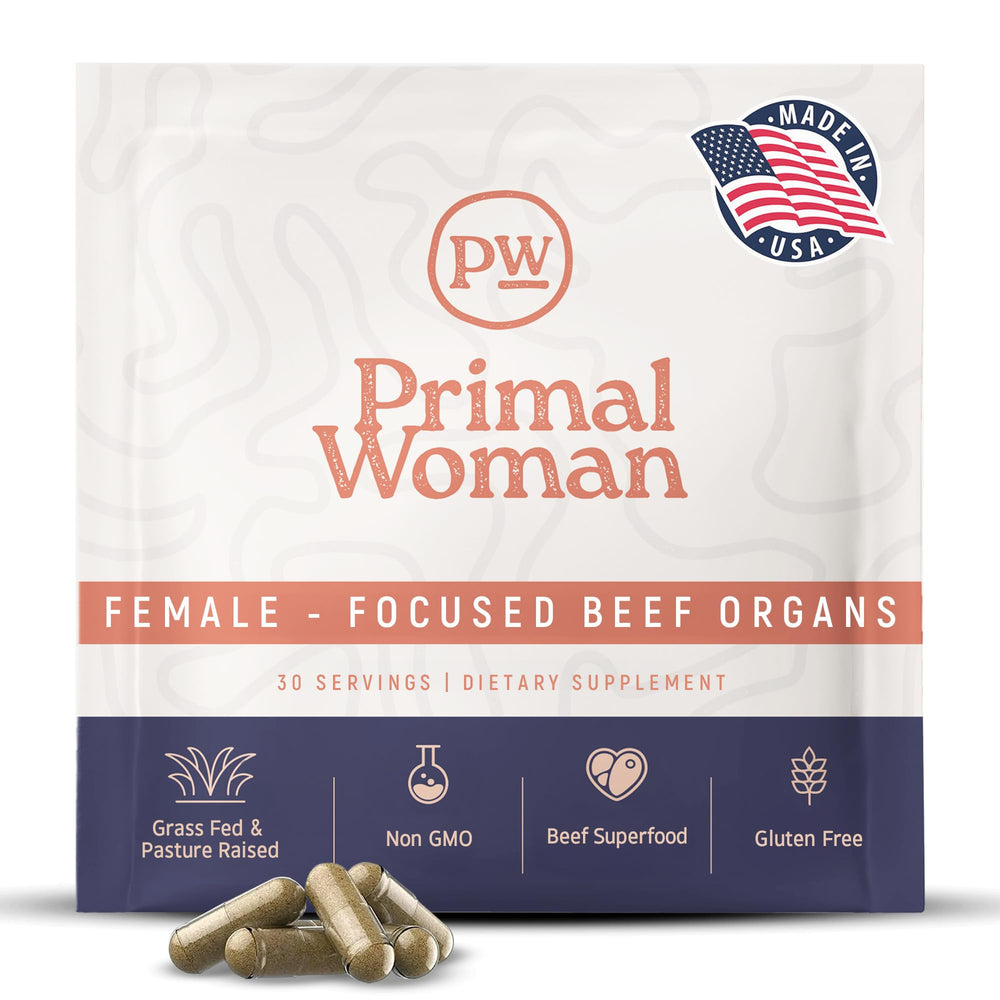 Primal Woman Beef Organ Supplement packaging for women (60 capsules)