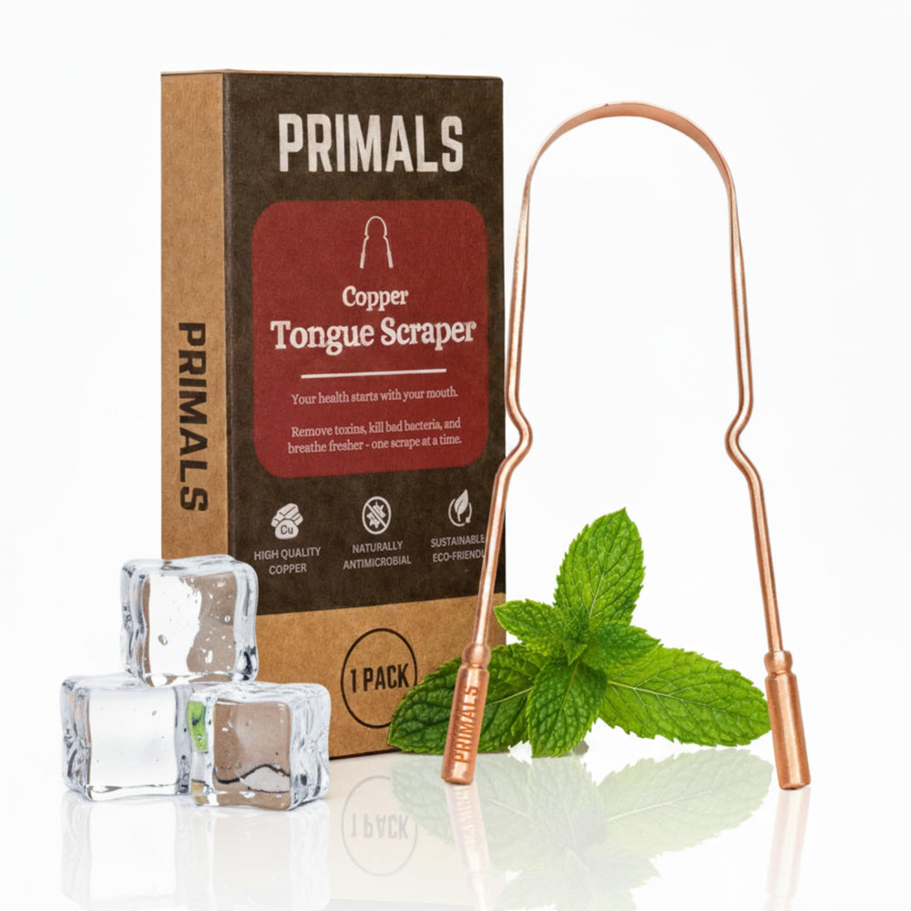 PRIMALS Copper Tongue Scraper on white background
