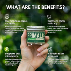 PRIMALS toothpaste tablets packaging and label close-up