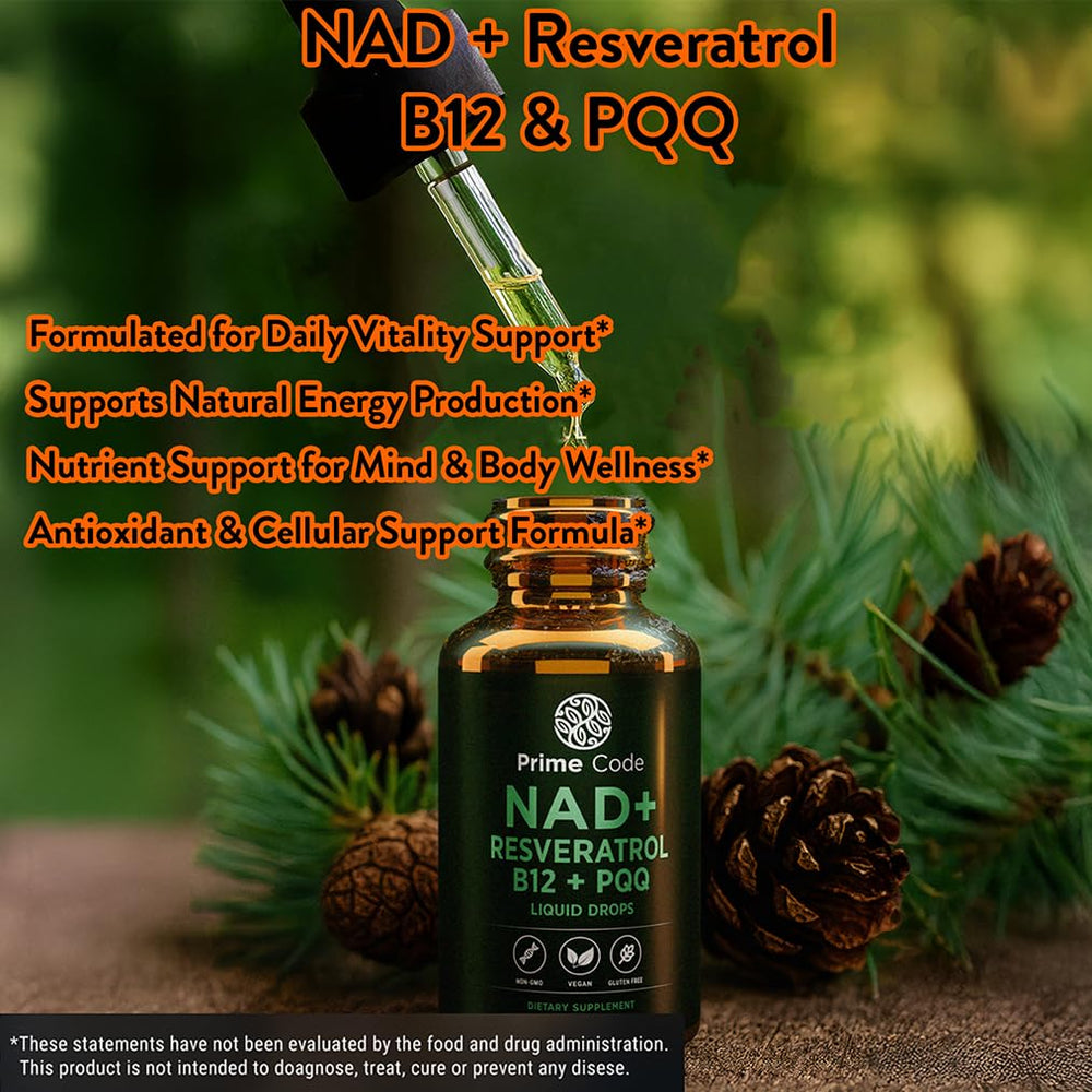 NAD+ Drops packaging and bottle with branding