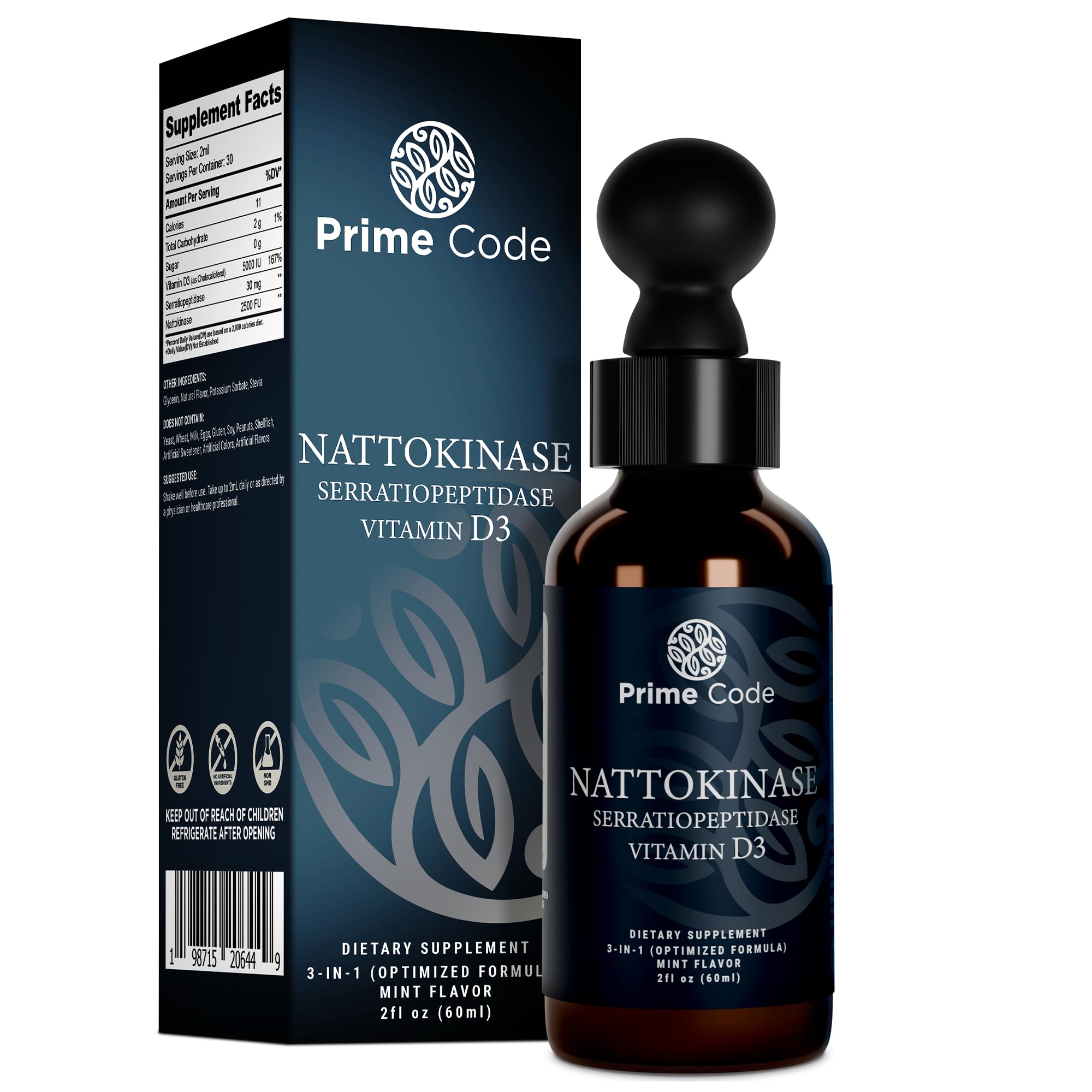 Prime Code nattokinase & serratiopeptidase liquid drops hero image