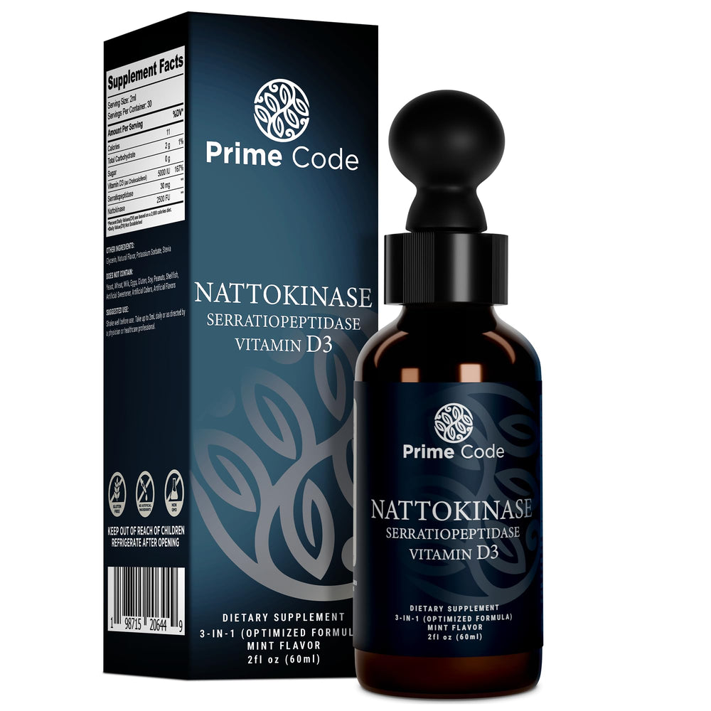 Prime Code nattokinase & serratiopeptidase liquid drops hero image