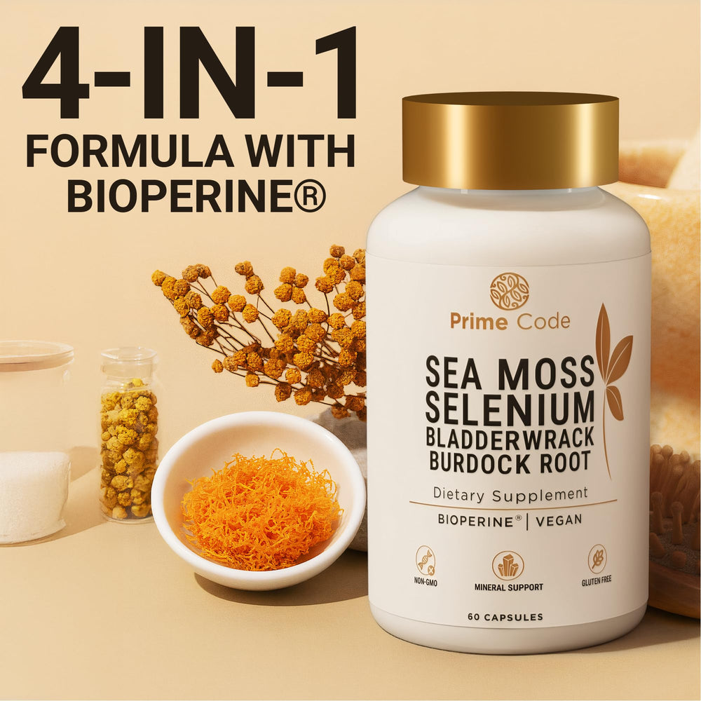 Vegan sea moss capsules close-up
