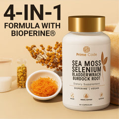 Vegan sea moss capsules close-up