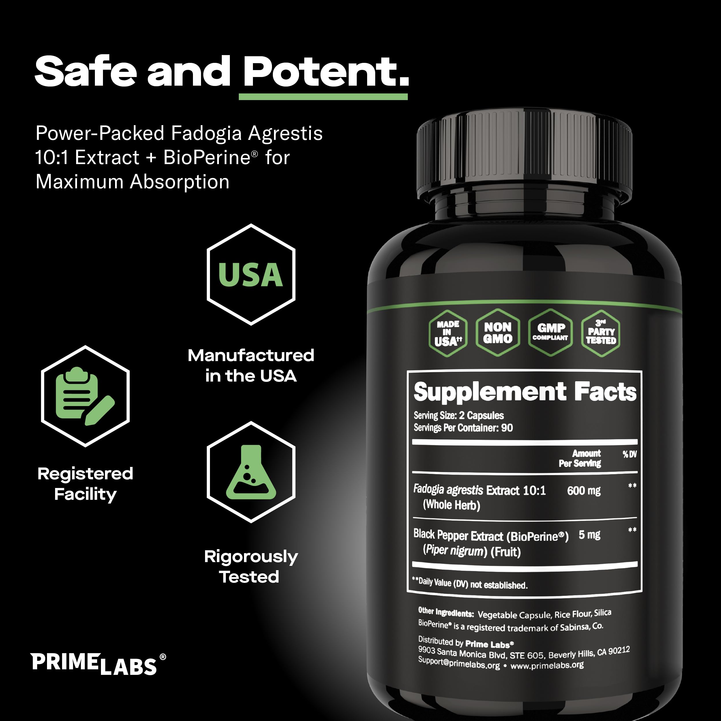 Third-party testing seal on Prime Labs product