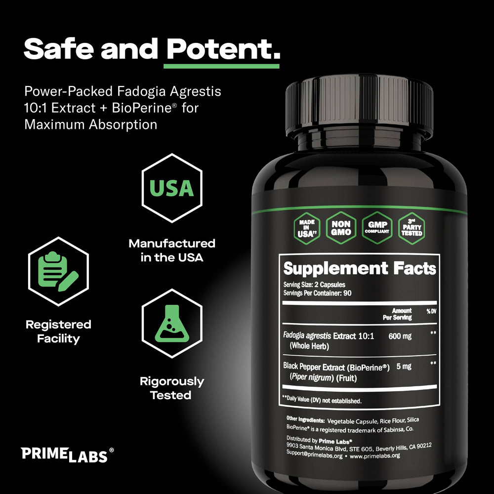 Third-party testing seal on Prime Labs product