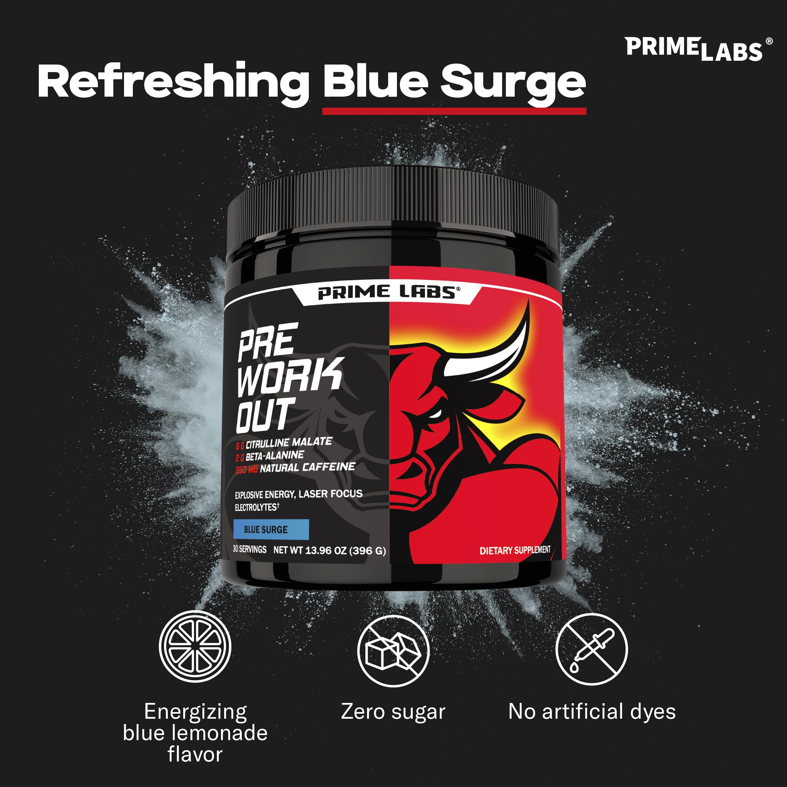 Prime Labs pre workout green tea extract closeup hints at mental clarity support