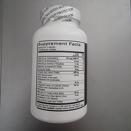 Prime Male Vitality bottle back highlights 120 capsules and 30 day supply