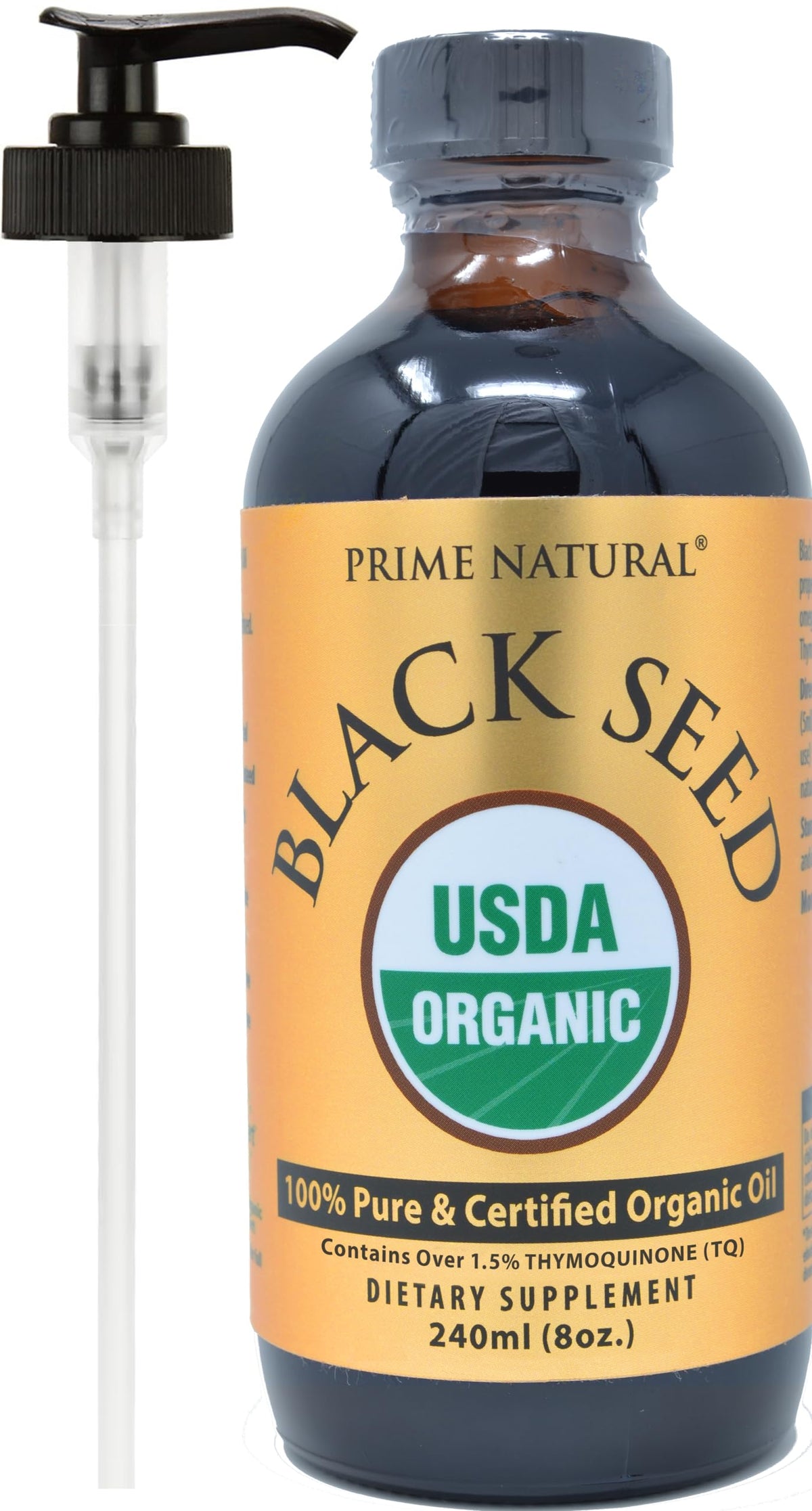 8oz bottle of Prime Natural Organic Black Seed Oil