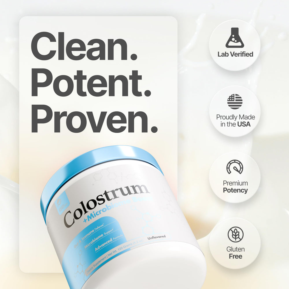 Supplement facts label for Prime Powders Colostrum