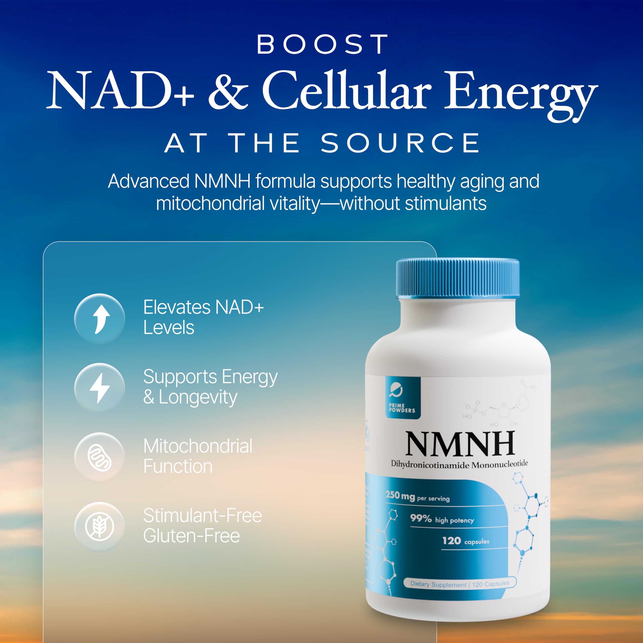 Close-up of NMNH bottle label detailing NMNH content