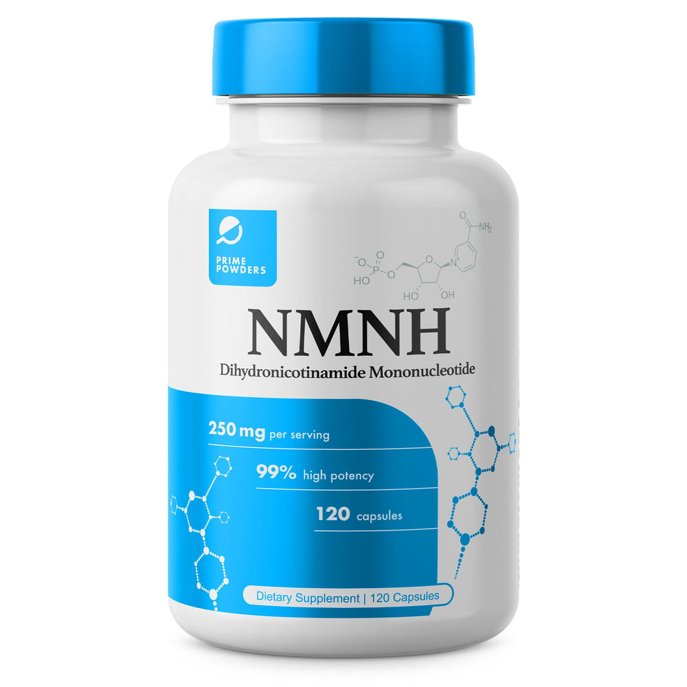 Prime Powders NMNH bottle with 120 capsules front view