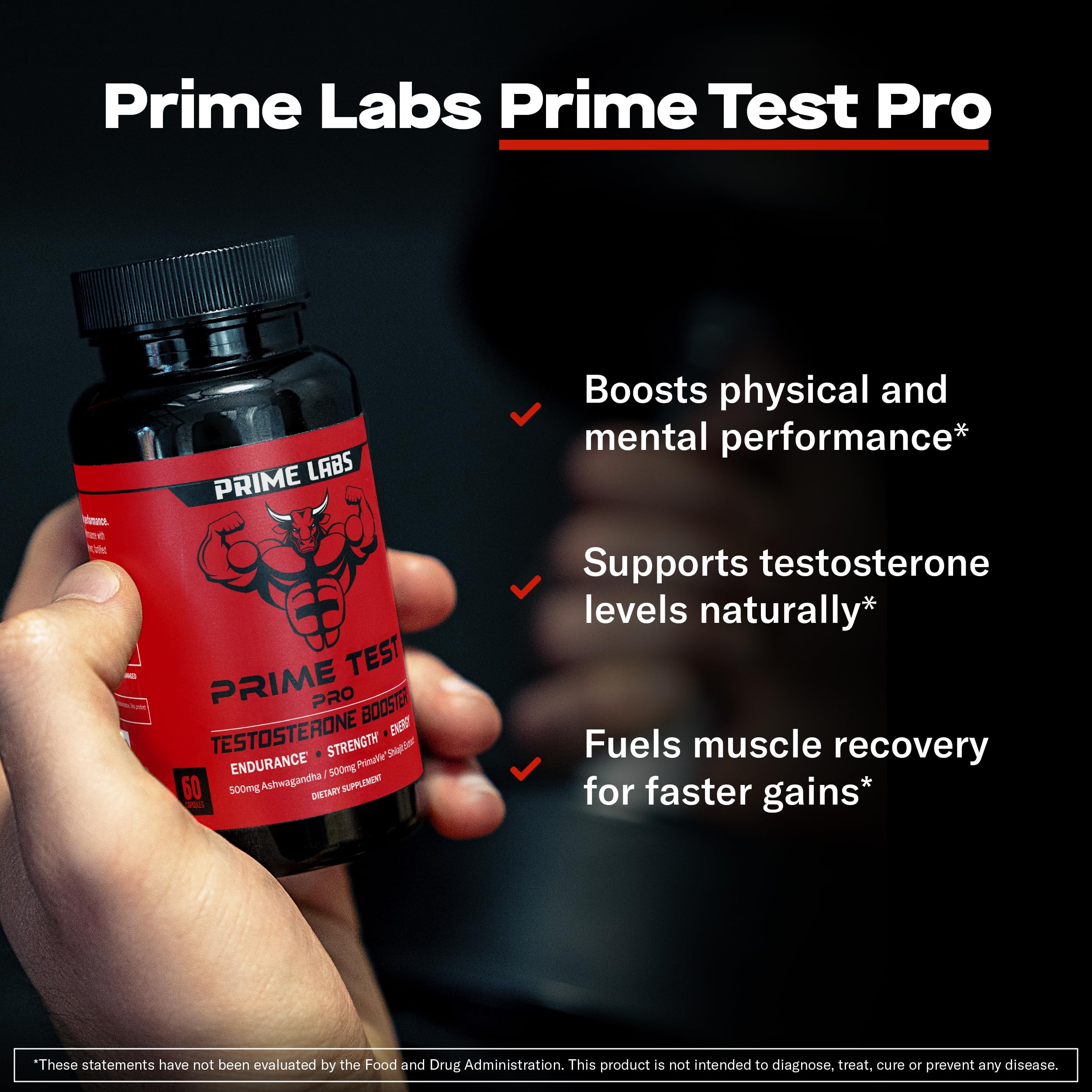 Close-up of Prime Test Pro label