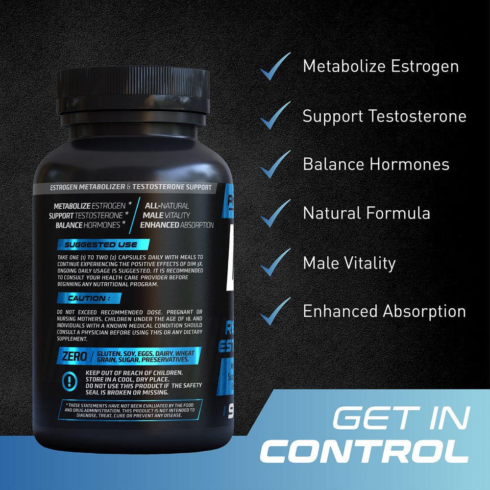 PrimeGENIX DIM3X capsules closeup showing easy-to-swallow daily use