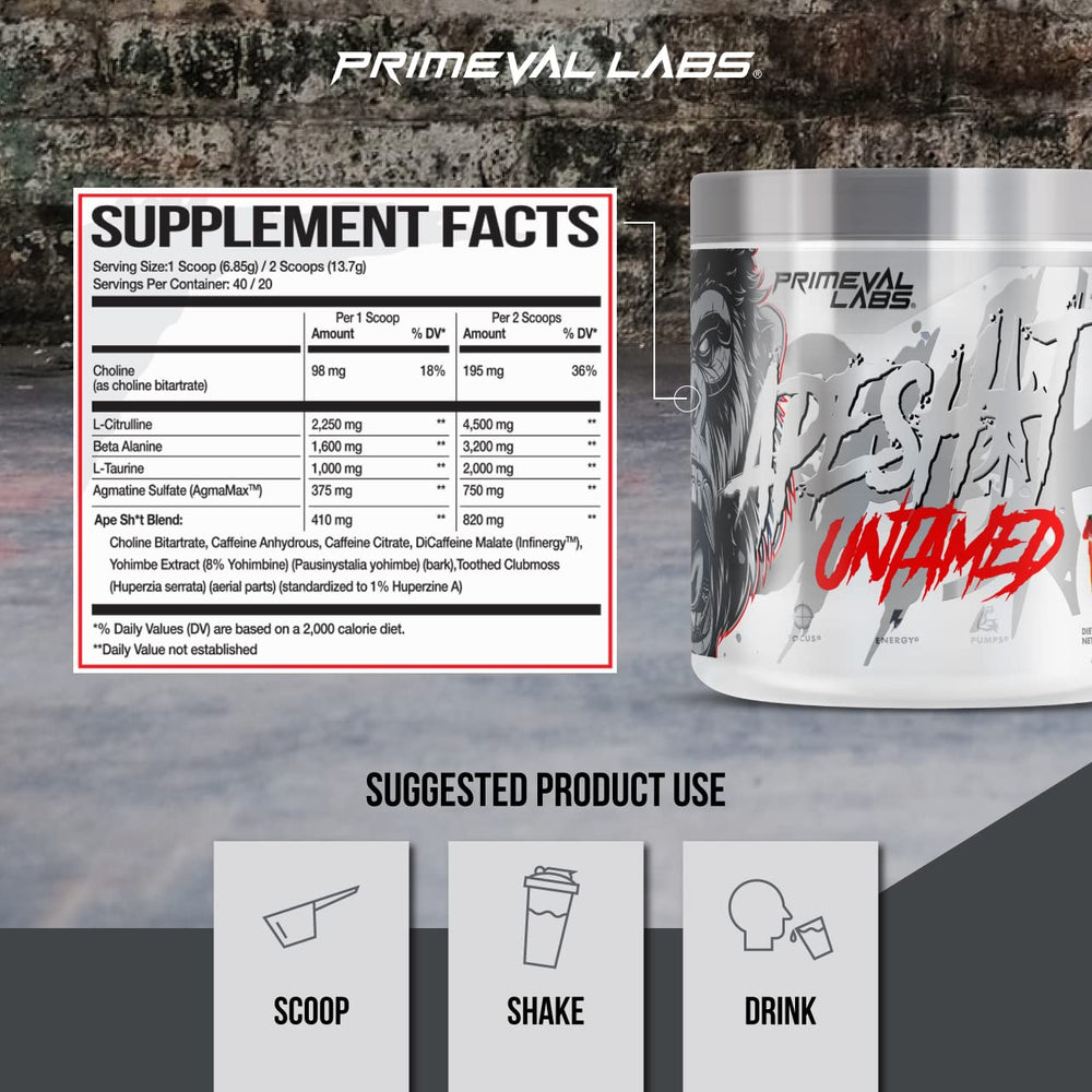 Primeval Labs Ape Untamed strawberry lemonade glass illustrates refreshing flavor during workout hydration and focus.