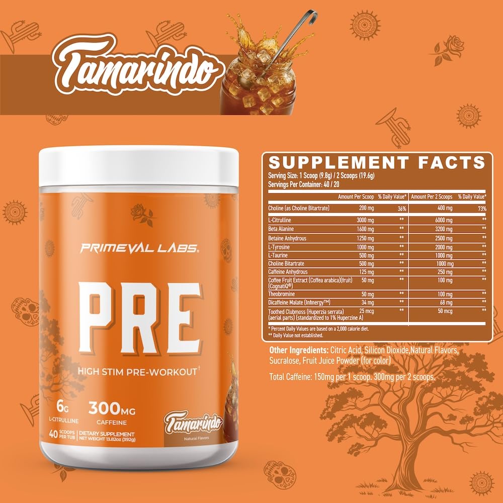 Primeval Labs PRE Beta-Alanine 3.2g visual supports muscular endurance.
