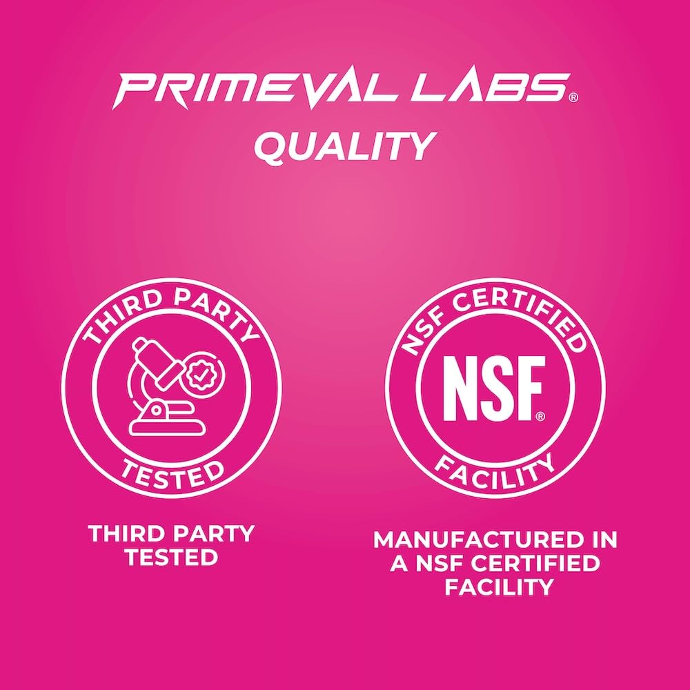 Primeval Labs PRE Taurine and Betaine Anhydrous indicate hydration and performance support.