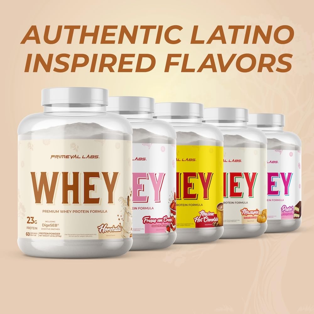Primeval Labs Pure Whey 60 servings label for convenient daily protein