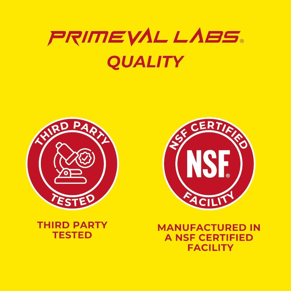 Primeval Labs Pure Whey Concentrate bottle with scoop for measurement.