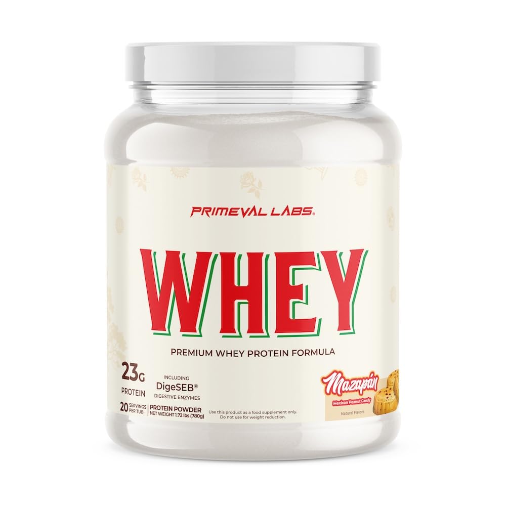Primeval Labs Pure Whey Bottle shows premium protein for post-workout fueling.