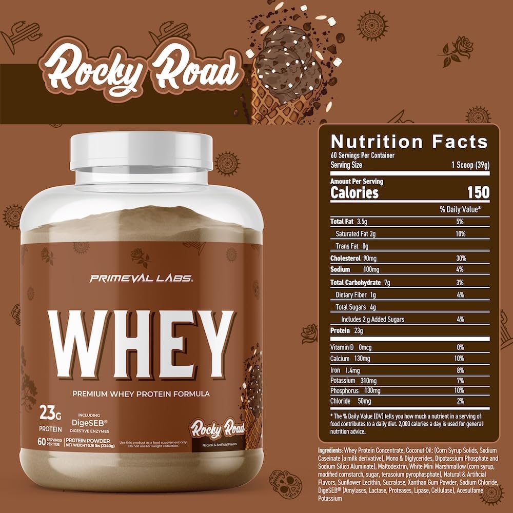 Primeval Labs Pure Whey Rocky Road shake being poured for flavor