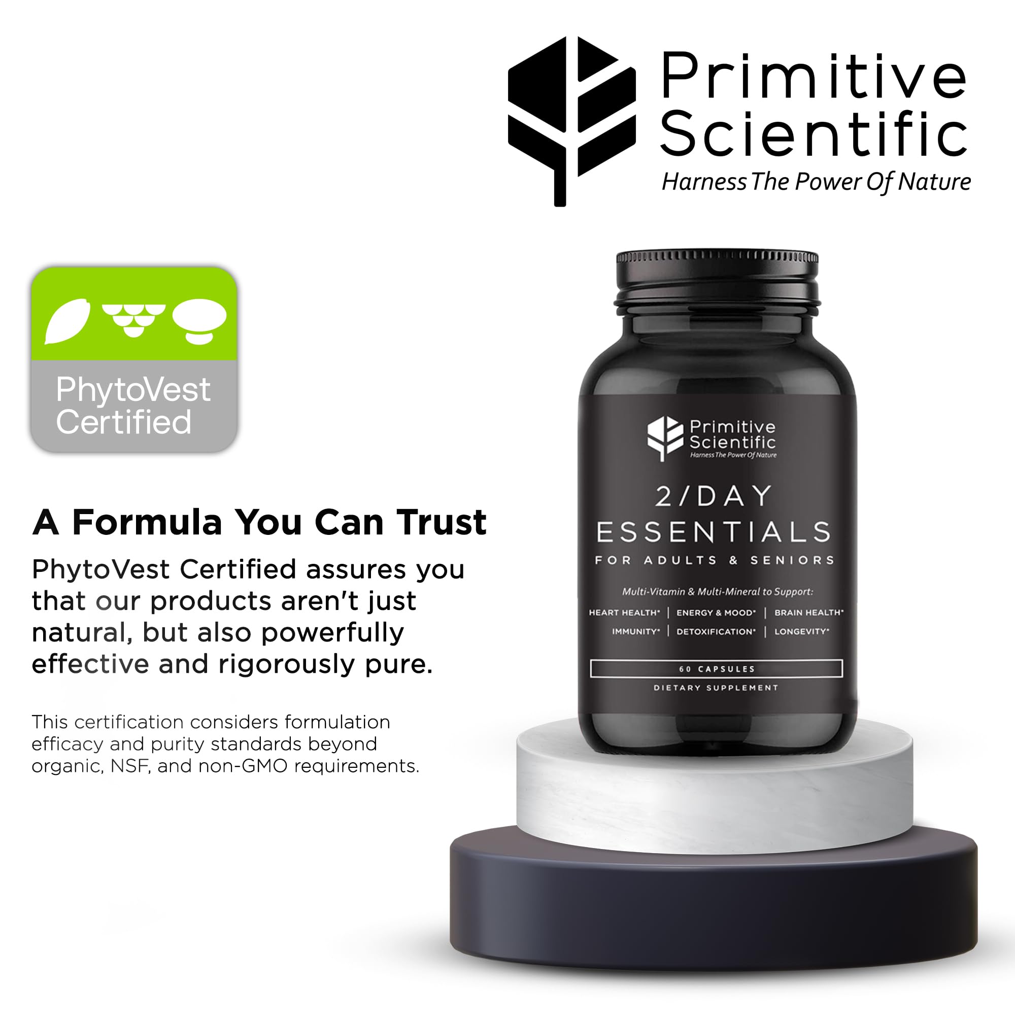 Indication that the multivitamin is gluten-free and soy-free